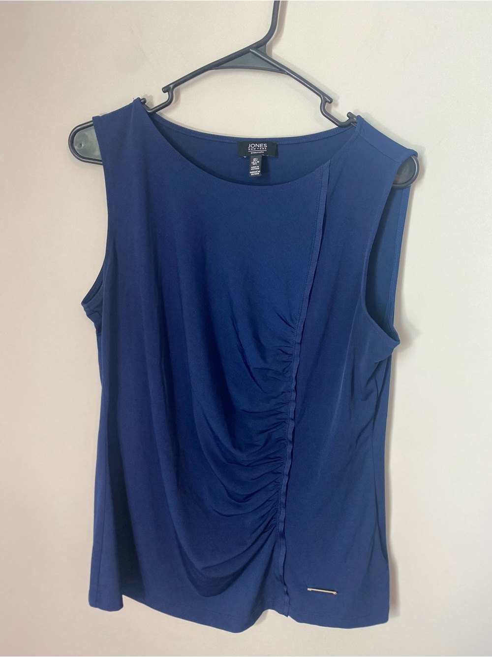 Jones New York Navy Sleeveless Ruched Front Camisole